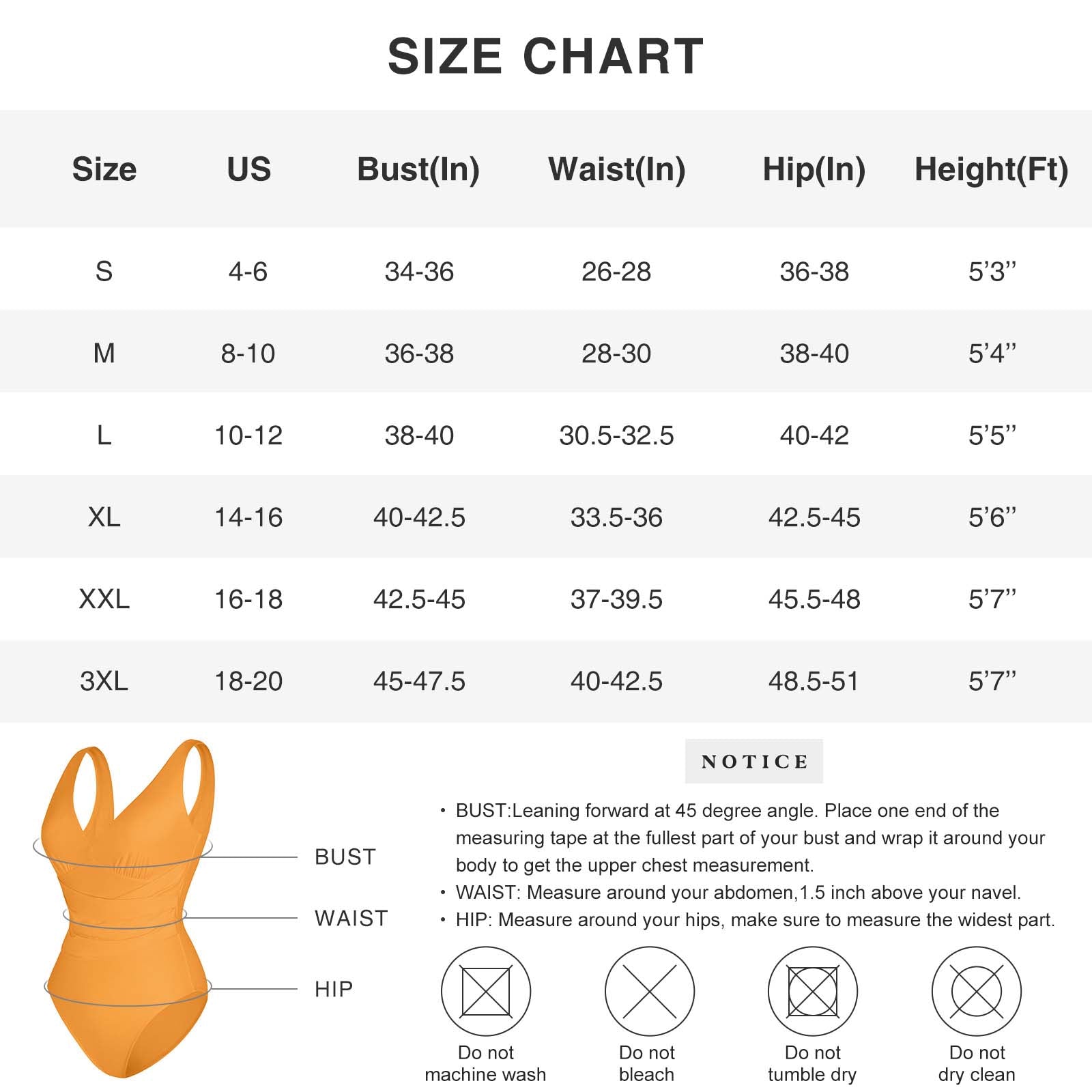 The SwimTwist size guide